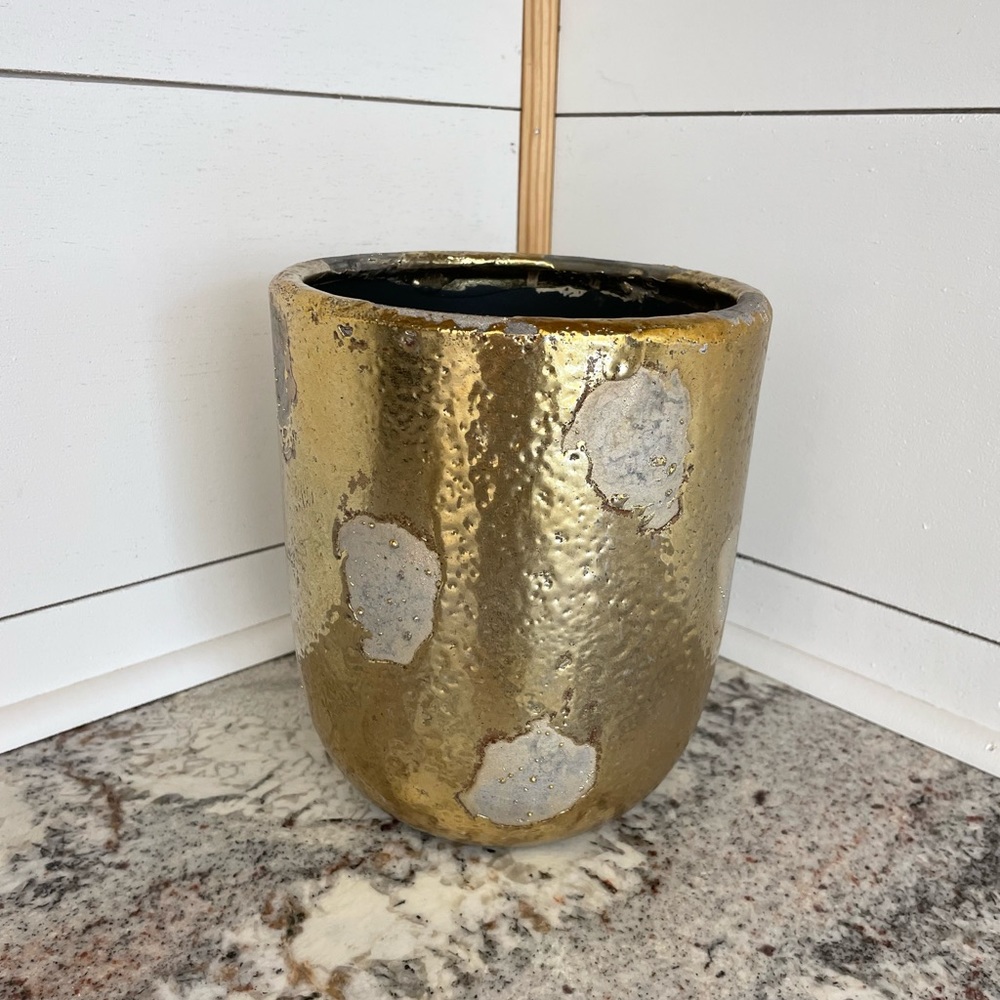 Anthropologie Metallic Gold Pot